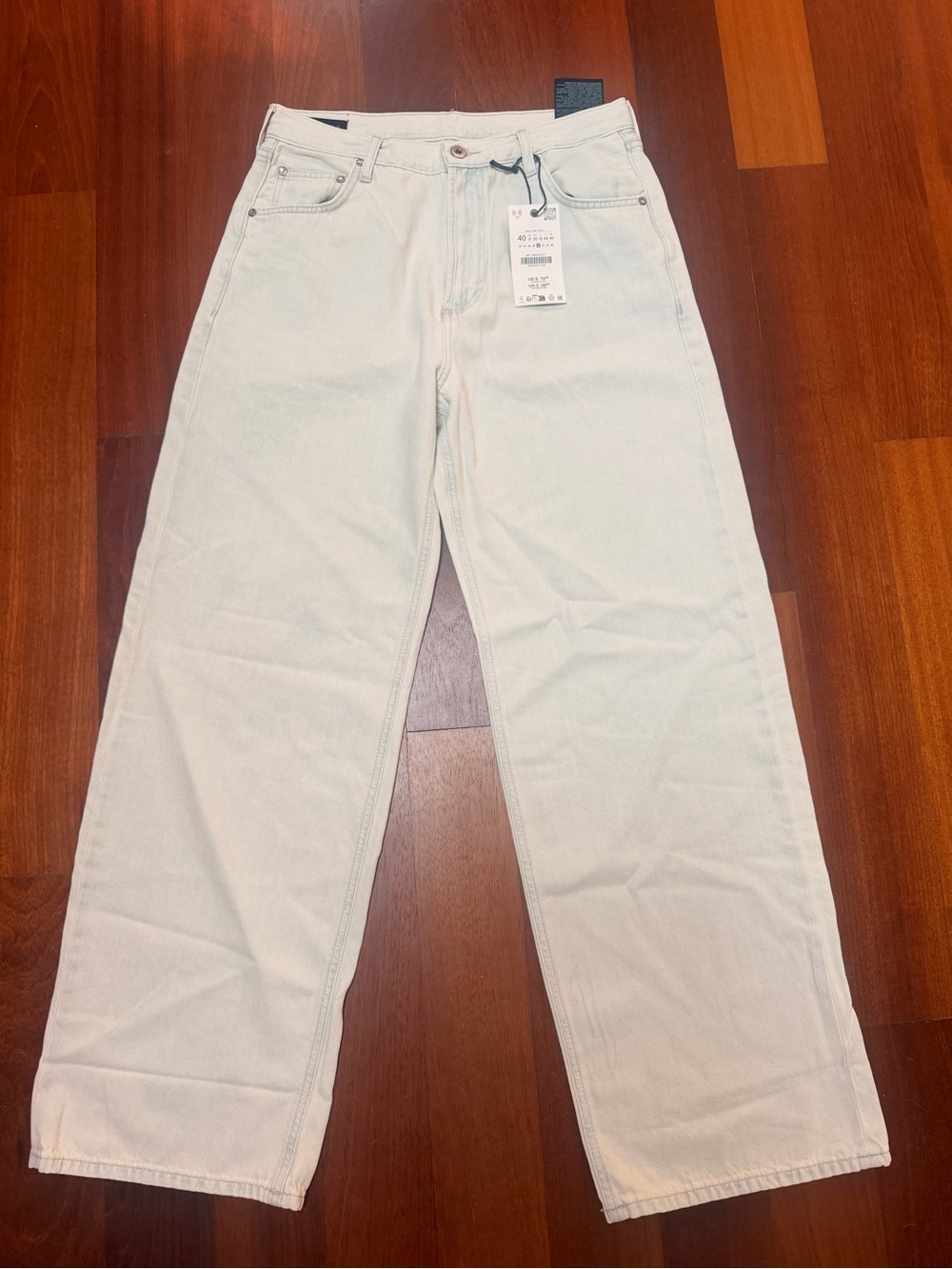 Zara TRF Extra Wide Leg Cuffed Light Blue Denim